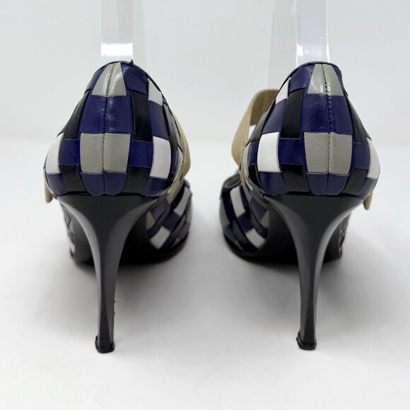 Vintage Miu Miu Woven Mary Jane Pumps 36.5 Purple Y2K Designer Heels - Picture 4 of 8